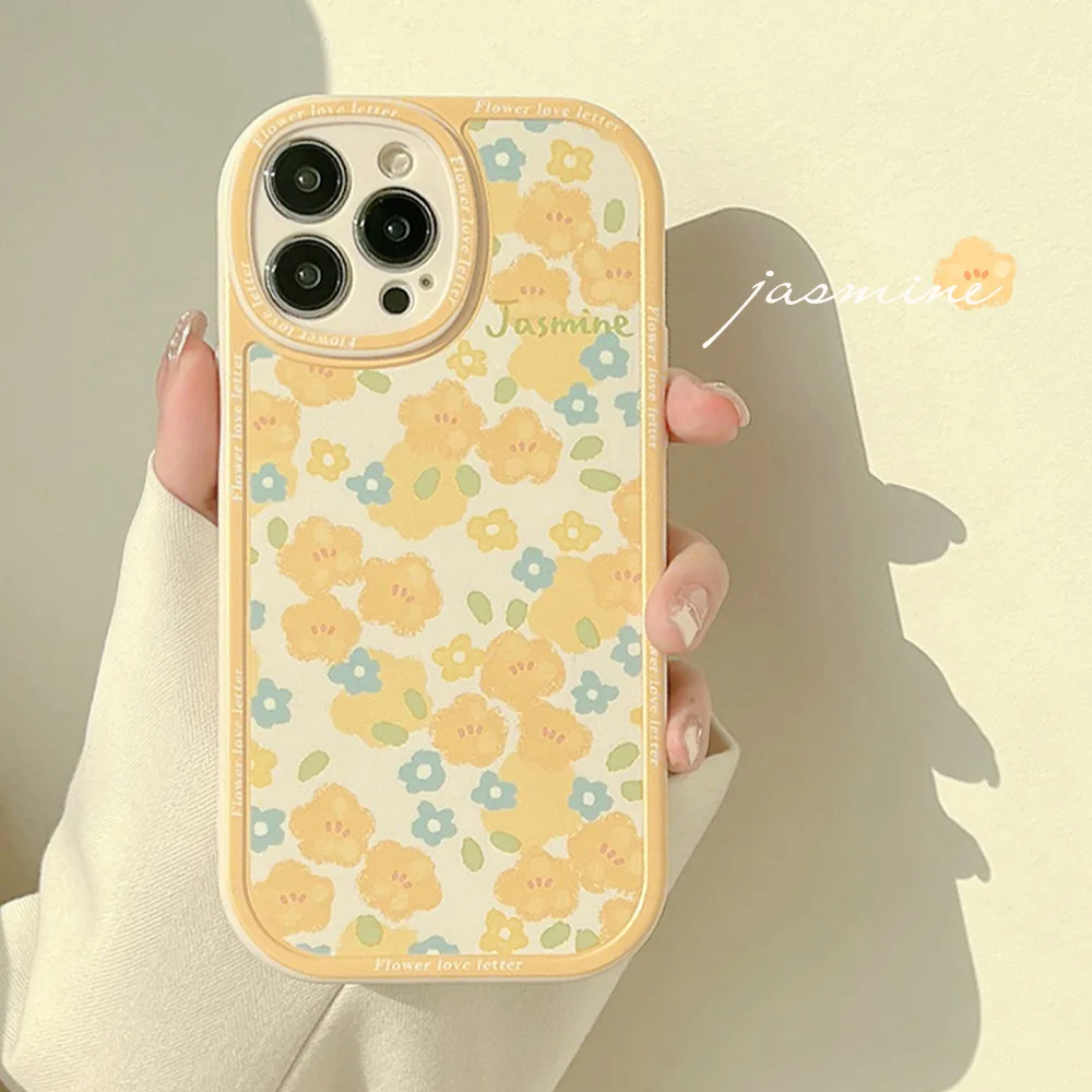 Summer sweet yellow flowers Retro shockproof Phone Case For iPhone 14 13 11 12 Pro Max Mini XR Xs Max 7 14 Plus case Cute Cover