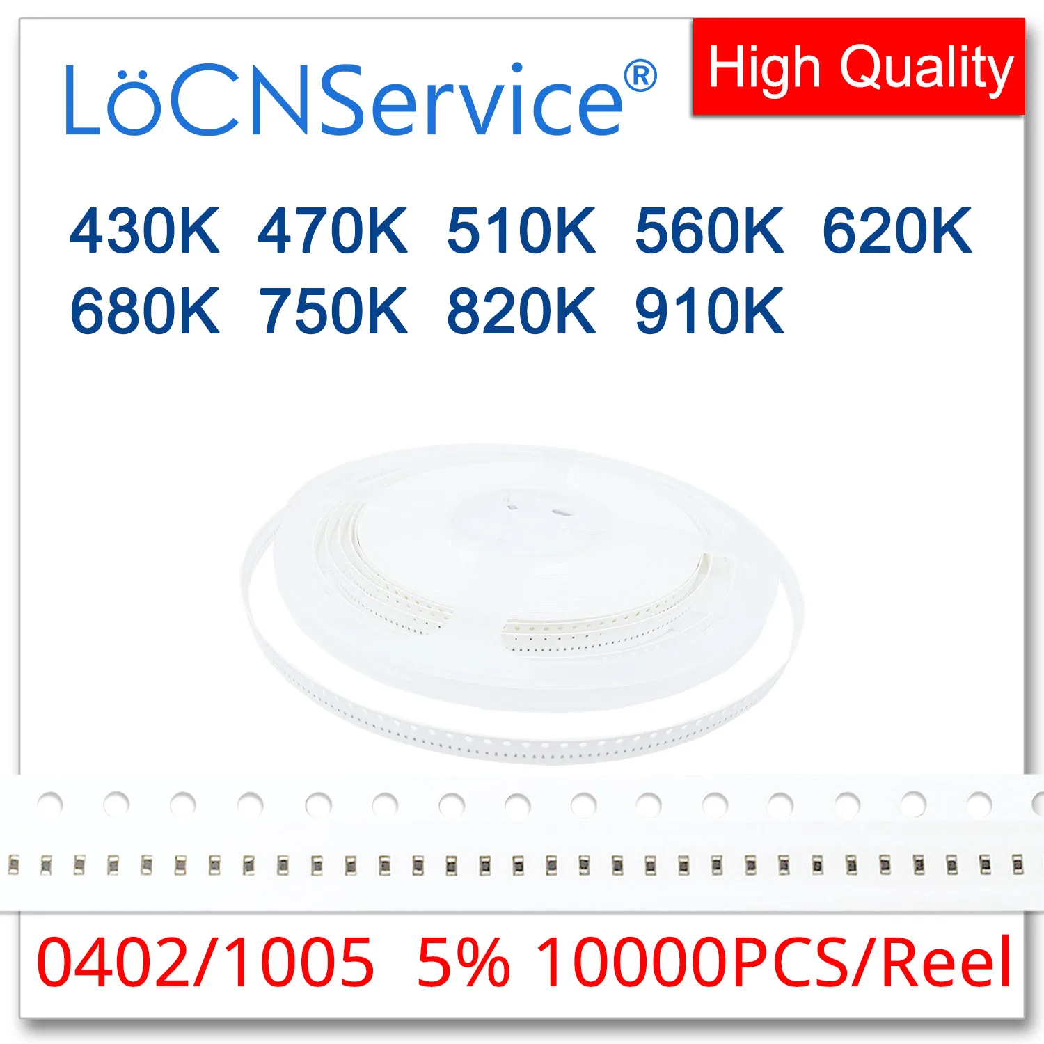 LoCNService 0402 J 5% 10000 قطعة 430K 470K 510K 560K 620K 680K 750K 820K 910K smd 1005 المقاوم 434 474 514 564 624 684 أوم