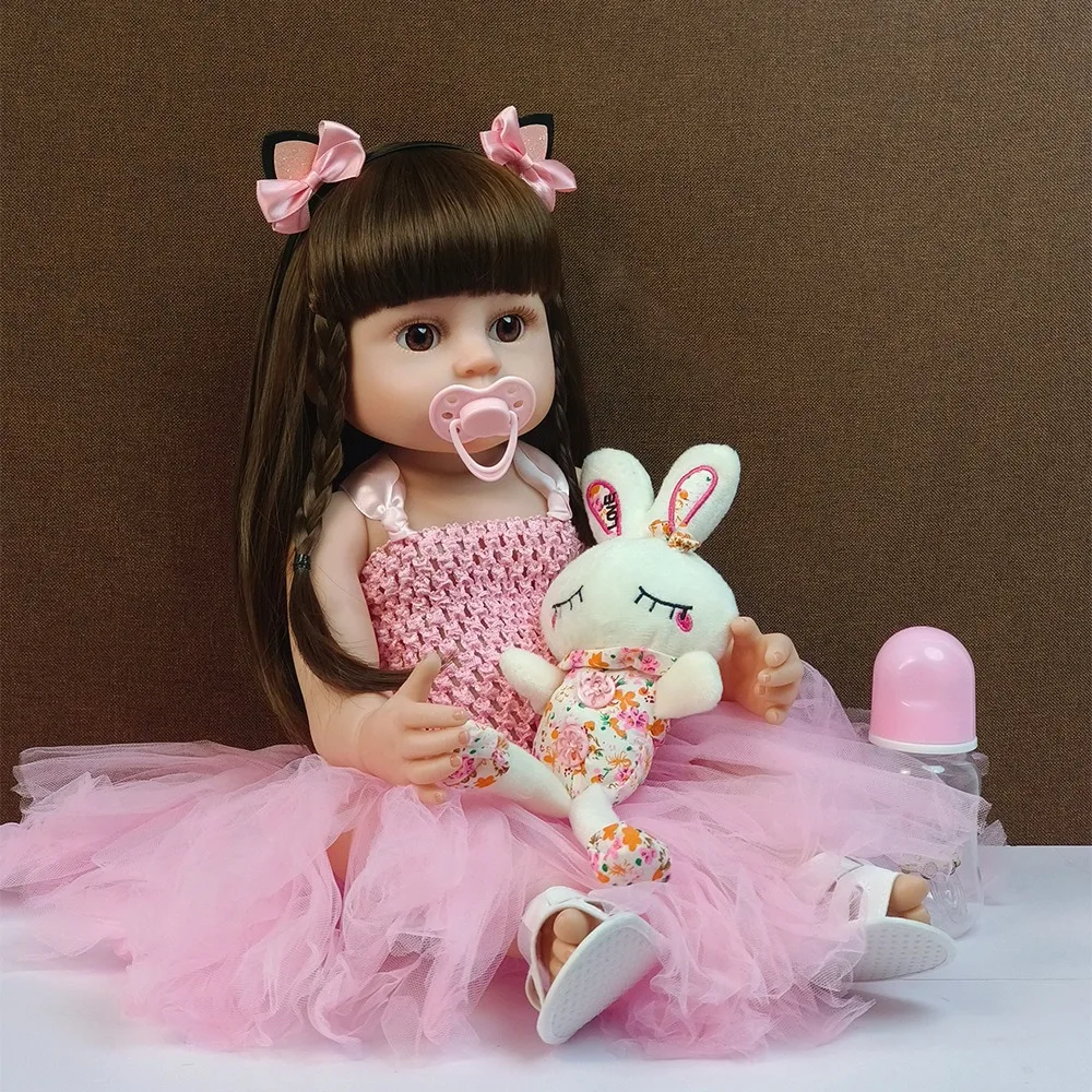 赤ちゃん用のオリジナルの生まれ変わった人形,シリコンボディ,女の子用のビニール玩具,プリンセスアクセサリー,クリスマスプレゼント,50cm