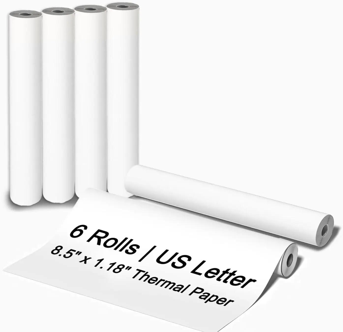 6 Rolls Thermal Paper 8.5x11 Inches US Letter Size for Portable Printer, Inkless Office Paper, BPA-Free