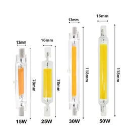 トウモロコシの穂軸LED電球,ハロゲンランプの交換,AC 220v,110v,78mm, 15w,25w,118mm, 30w,50w,189mm, 60w,r7s