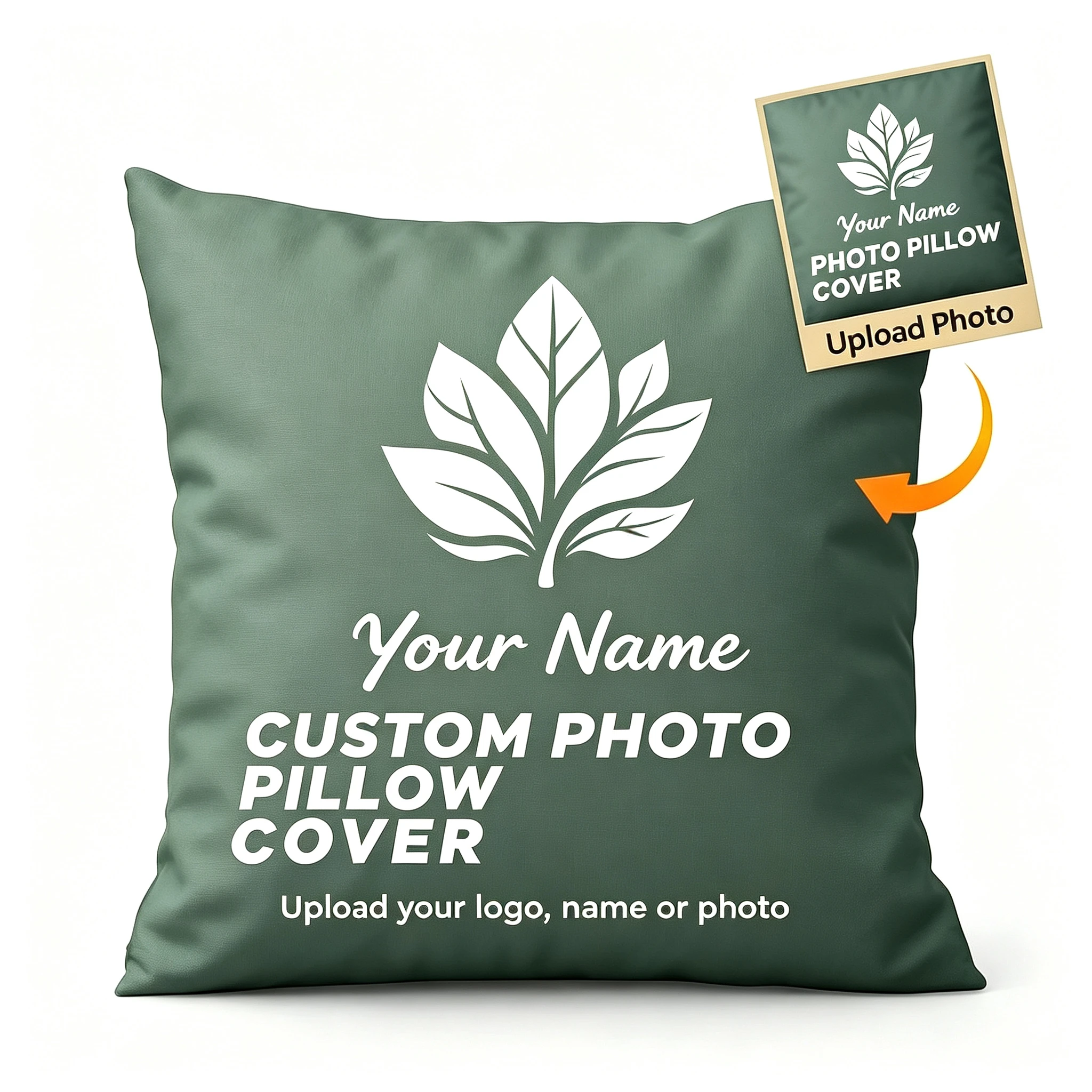 Personalised DIY Square Throw Pillow Cover Double Sided Print, Custom Your Own Image Cushion Cover 35x35cm 40x40cm 50x50cm