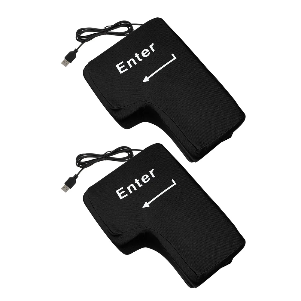 

2Pcs Giant Enter Key USB Cushion Creative Super Sized Button Comfortable Ergonomic Nap Pillow Funny Decompression Anti-Stress