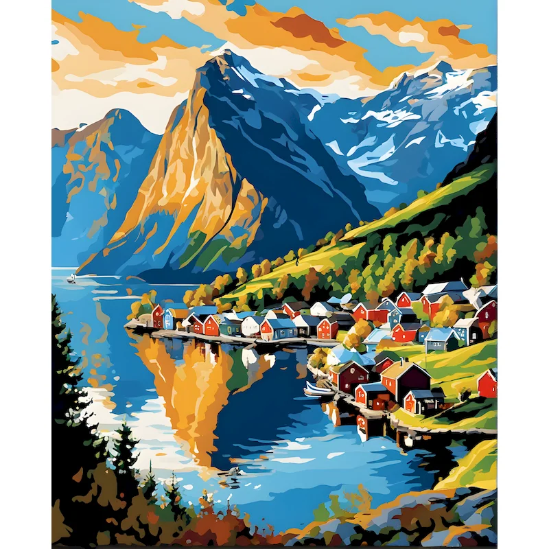 CHENISTORY DIY Painting By Numbers For Adults Landsape Oil Picture HandPainted Mountains Painting Numbers Home Wall Art