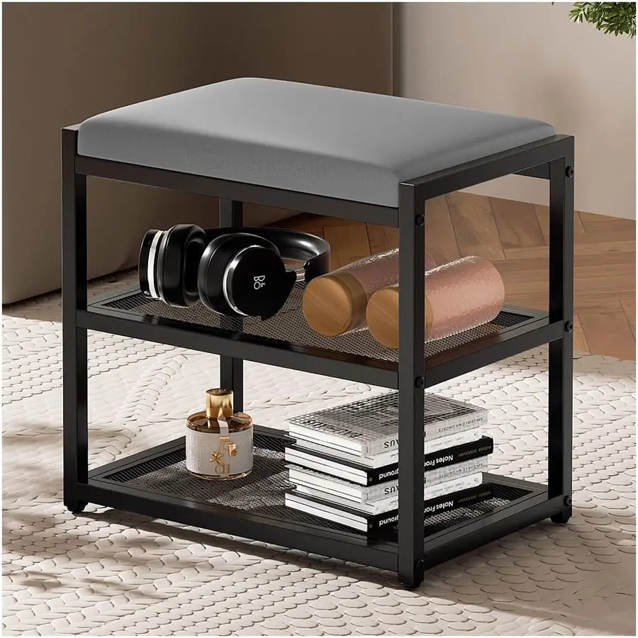 

Маленький пуфик с местом для хранения, туалетный столик, стул из искусственного меха, пуфик для ног, квадратный табурет для макияжа для небольших помещений, гостиная, спальня