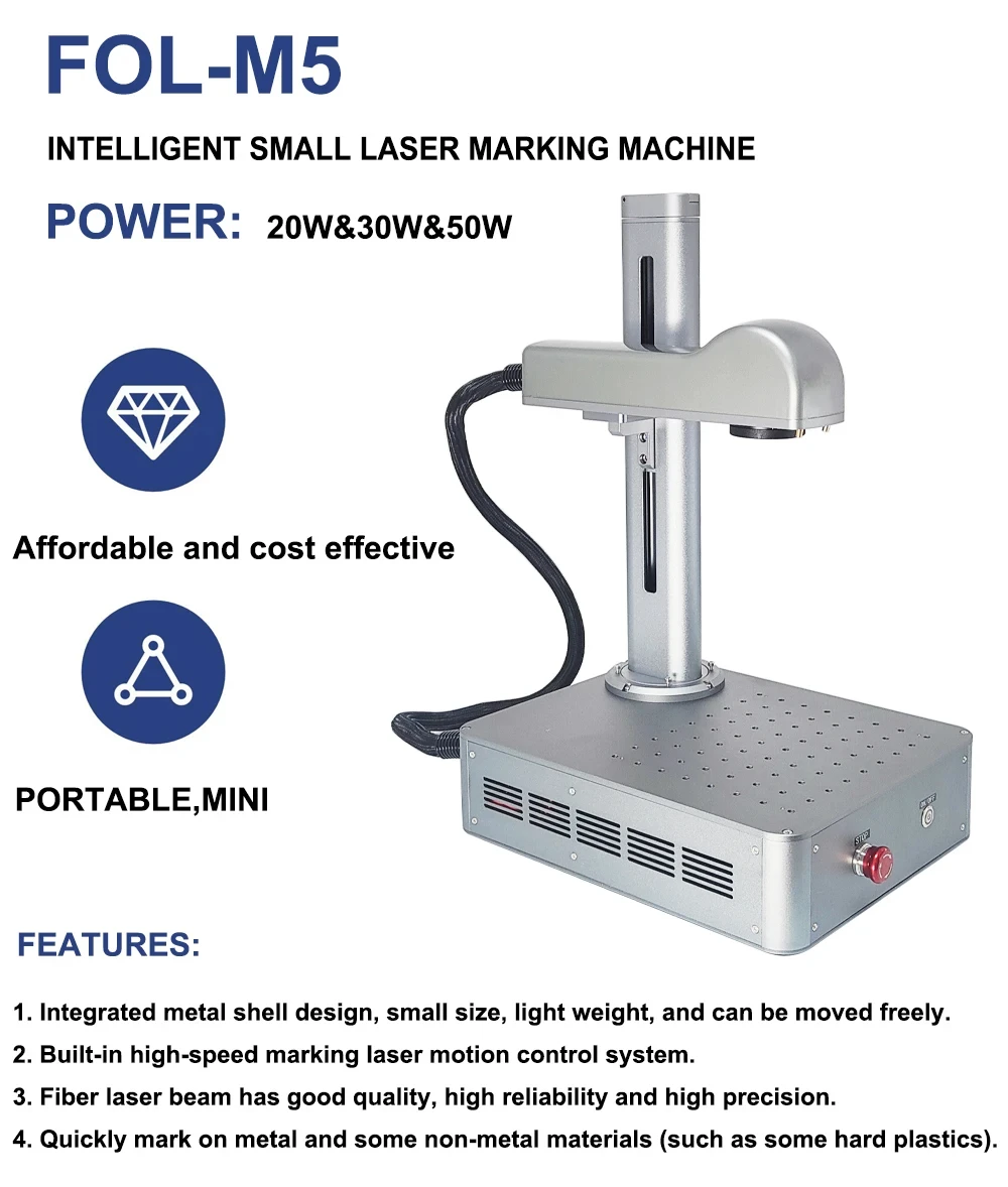 Fiber Laser Marking Machine 20W 30W 50W Portable Metal Engraver For Jewelry Stainless Steel Nameplate