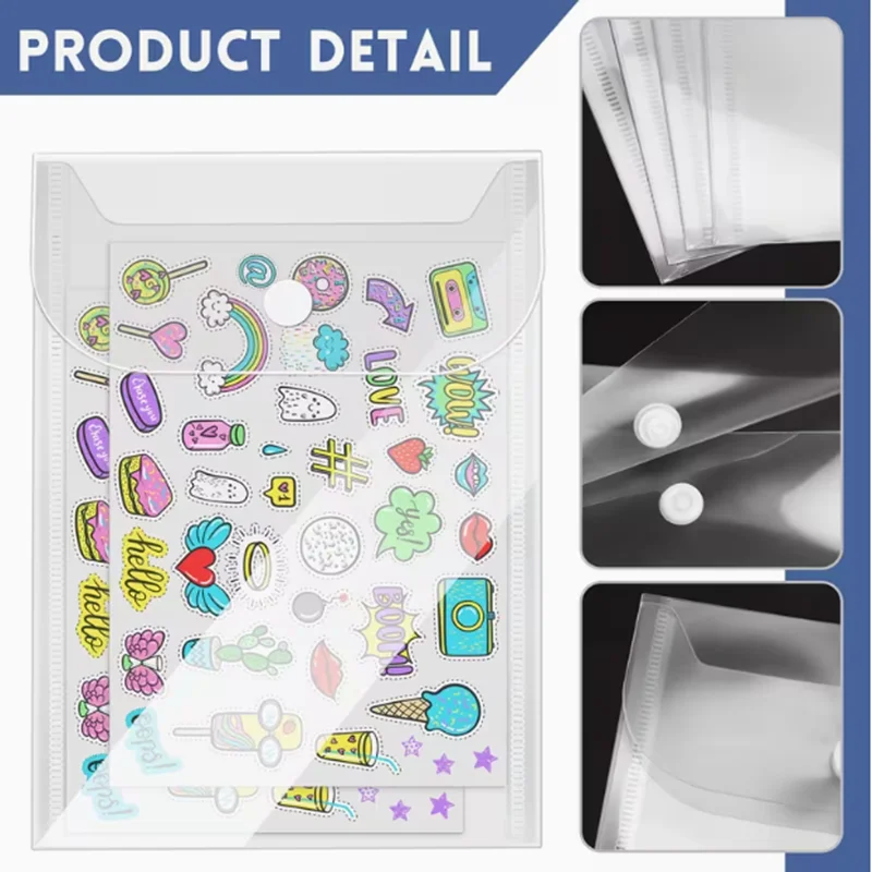 10pcs Plastic envelope with snap closure, reusable storage bag, transparent envelope bag folder (10.92X16.0 cm) image 3
