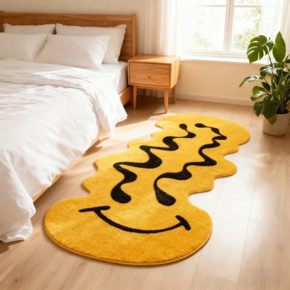 VIKAMA Abstract Smiley Face Print Carpet Home Decor, Non-Slip And Dirt-Proof, For Living Room, Bedroom, And Hallway Runner Rug