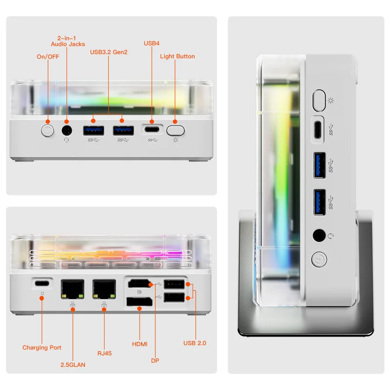 Imagem -06 - Amd Ryzen 7535hs Luz Mini pc Windows 11 Pro Núcleos 12 Threads Ddr5 4800mhz 256 512gb Ssd Wifi6 Bt5.2 Desktop pc Gamer Novo