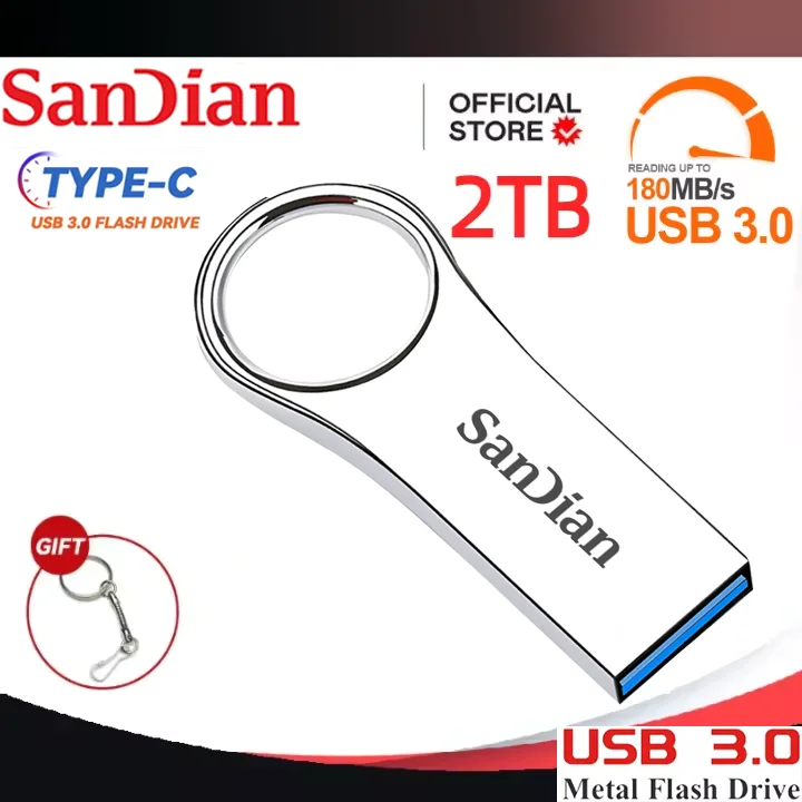 고속 USB 플래시 드라이브, 휴대용 펜 드라이브, 금속 플래시 디스크, PC용 USB 메모리, 2TB, 1TB, 512GB, 256GB, 128GB