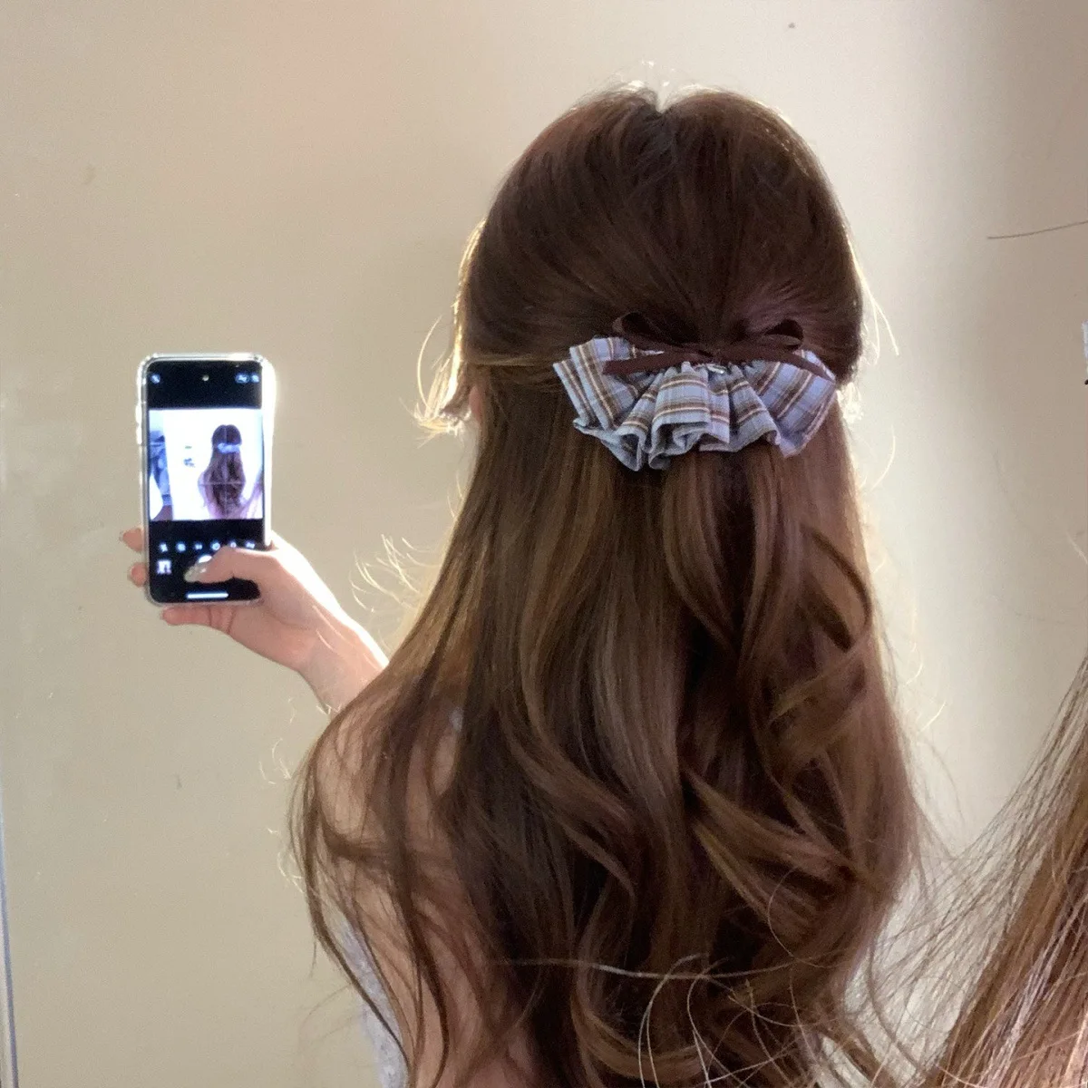 1pc Vintage Sweet Bow Hair Clip High End Exquisite Ruffled Banana Clip Ponytail Holder Vertical Hair Claw for Women Half Up