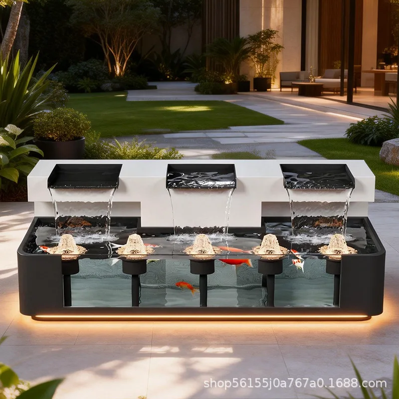 YJQ outdoor flowing water ornament landscape fish pond landscaping courtyard garden curtain wall