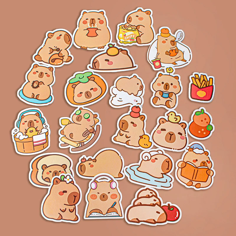 50Pcs Endearing Capybara Cartoon Stickers Unique Entertaining Fashionable Decor Scrapbook Smartphone Youngster Stickers