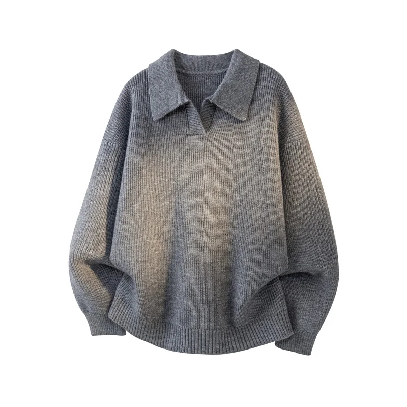 

M-XXXL мужской массивный вязаный свитер, однотонный пуловер с шалью и воротником большого размера, уютная одежда для дома, повседневный уличный топ