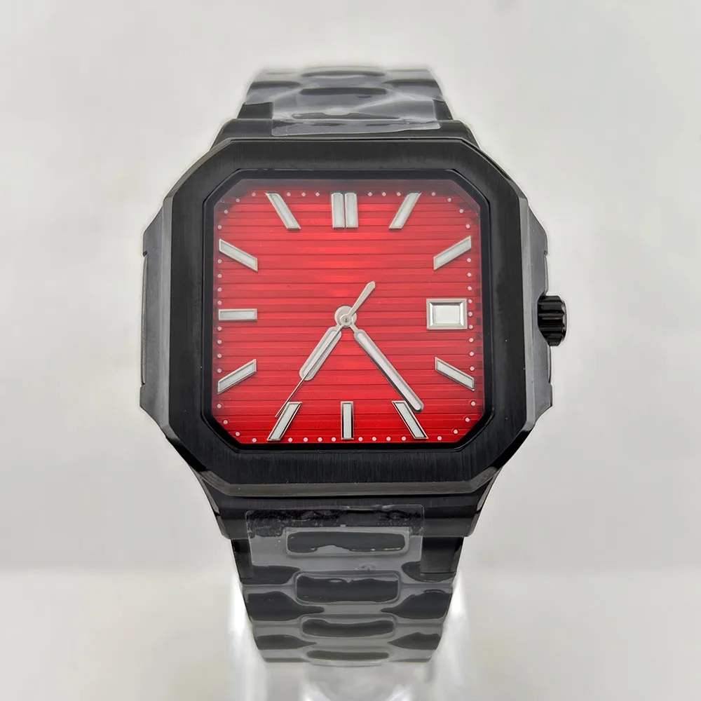 NH35 腕時計メンズ腕時計スクエアケース折りたたみバックル Nau 改良された NH35 NH38 ムーブメント腕時計