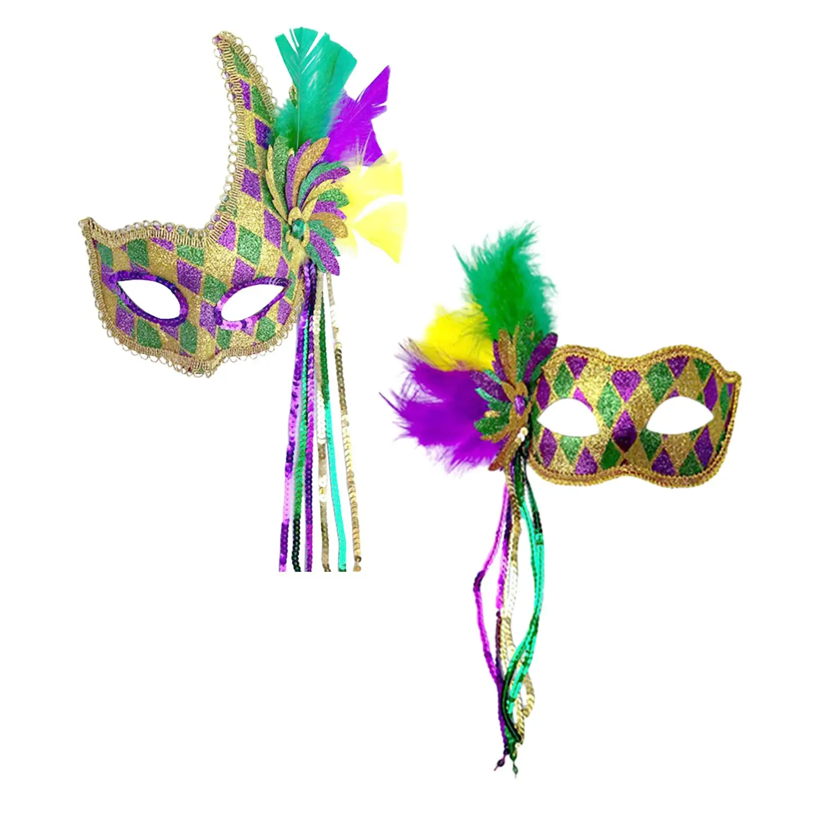 

Masquerade Feather Mask Half Face Mask Costume Halloween Mask for Reenactment