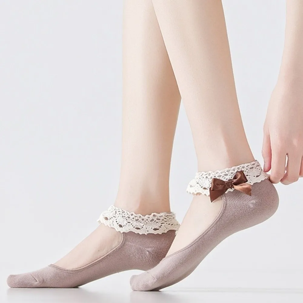 Fashion Lace Frill Boat Socks Ruffled Trim Thin Ankle Socks Hollow Out Jk Lolita Low Cut Socks For Women