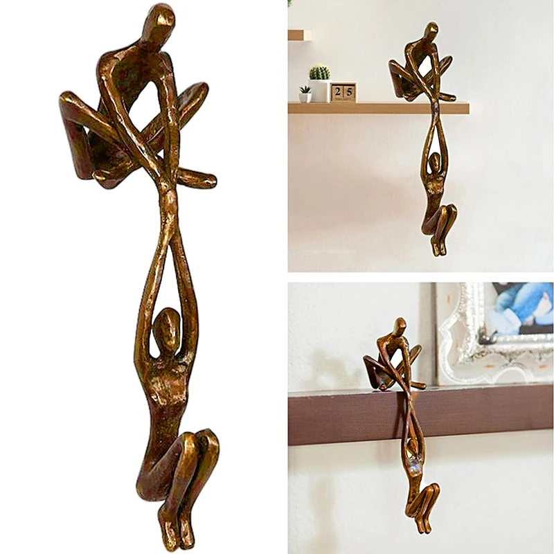 Creative Artwork Man Lifting Woman Figurine Ornaments Imitation Bronze Lover Dancing Sculpture Collectible Art Statue Decoration