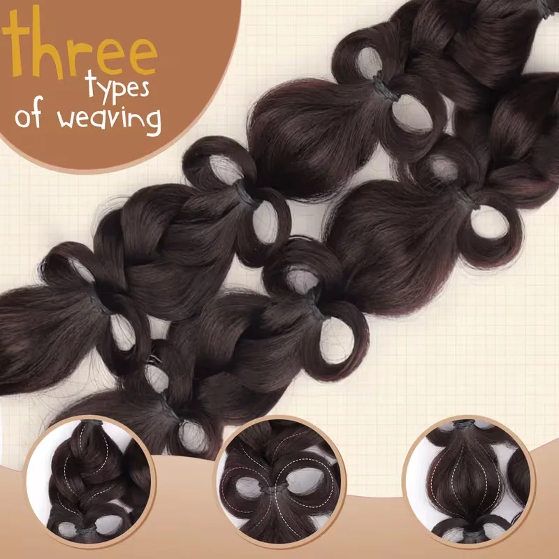 LUPU Rubber Band Bubble Ponytail Chemical Fiber Synthetic Wig for Women Hair Extension Increases Volume
