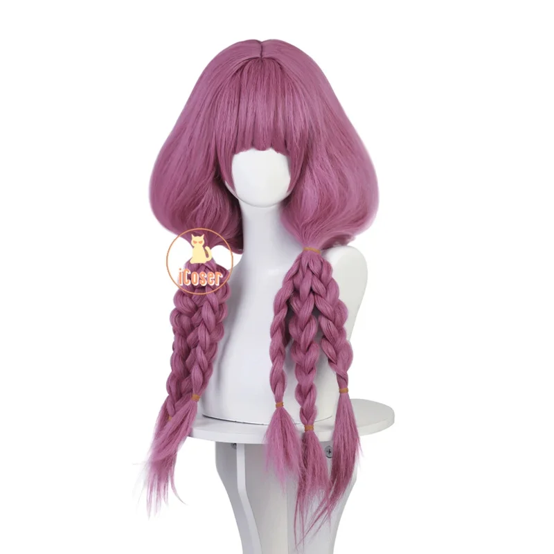 هالة شعر مستعار تأثيري أنيمي فريرين بيوند رحلة نهاية الأرجواني طويل الشعر جديلة أغطية الرأس حفلة الهالوين للنساء الدعائم الإكسسوارات