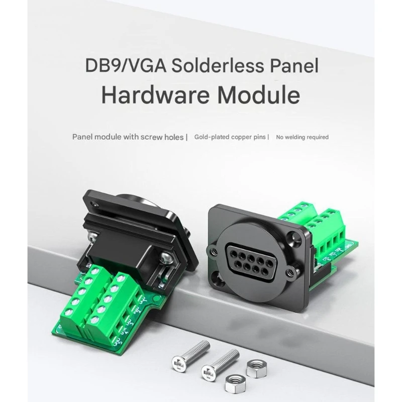 9pin Solderless Connectors DB9 RS232 Serial to Terminal Female Male Adapter Connector Board HDB15 VGA 15 Pin Terminals