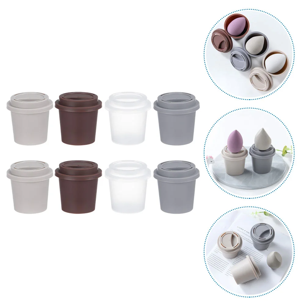 

8 Pcs Makeup Sponge Container ABS Plastic Dustproof Storage Box Travel Size Holder Beauty Accessories
