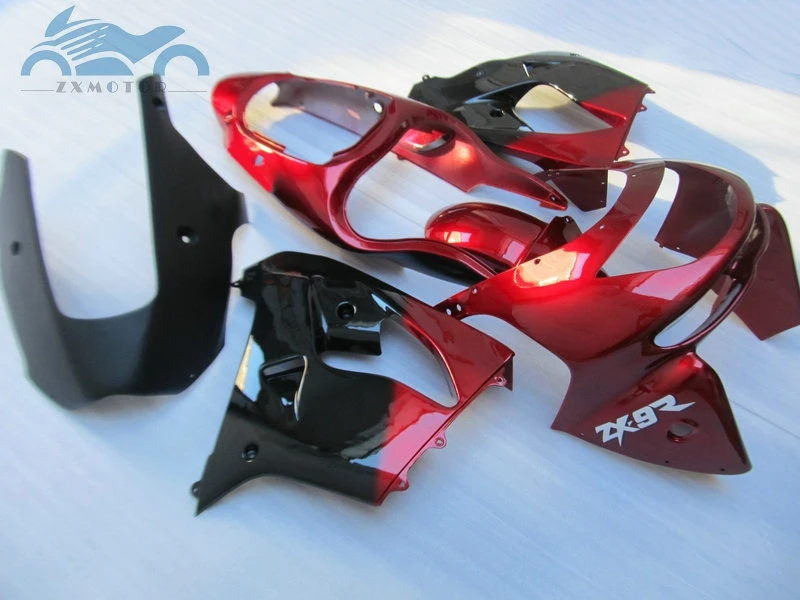 

Новый индивидуальный комплект обтекателей для Kawasaki Ninja 1998 1999 ZX9R, обтекатели из АБС-пластика для мотоцикла 98 99 ZX-9R, красный, черный