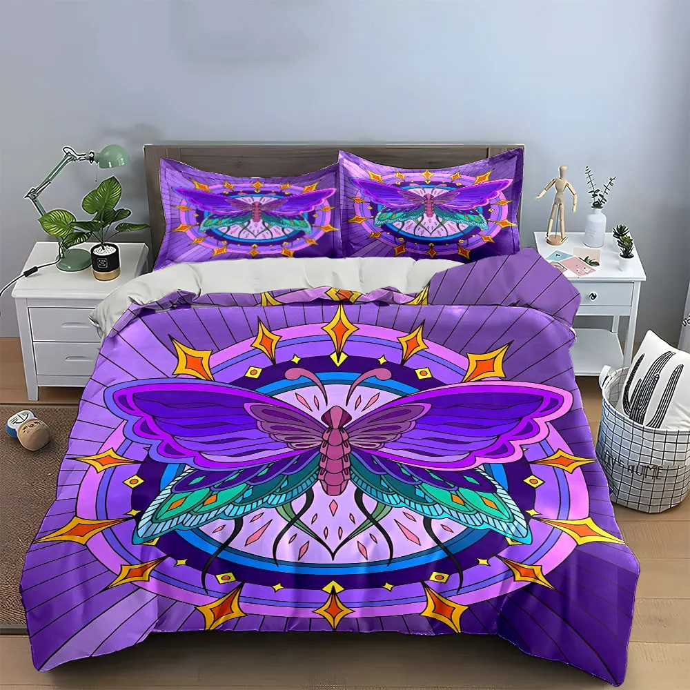 

Butterfly Mandala Art Decor Set Soft Skin-Friendly Bedding Set Includes 1 Duvet Cover And 2 Pillowcase, Gift