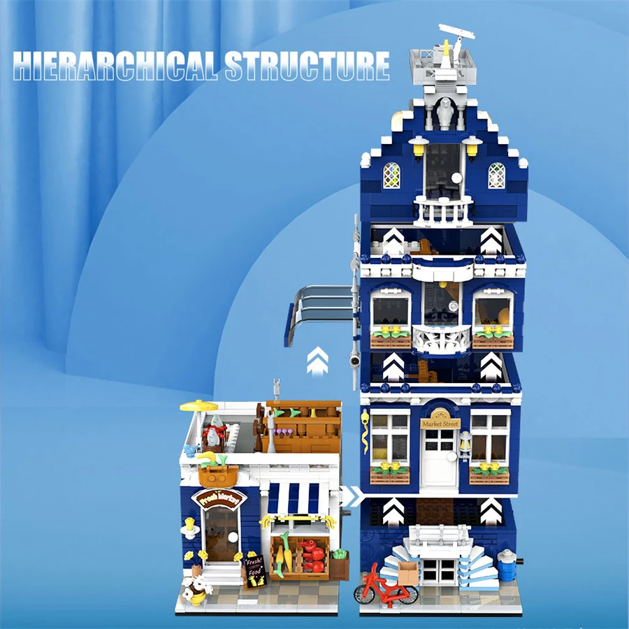 European Street Architecture Modular Building Set MOC Mini Blocks Creative Desktop Model DIY Bricks Kit Holiday Gift