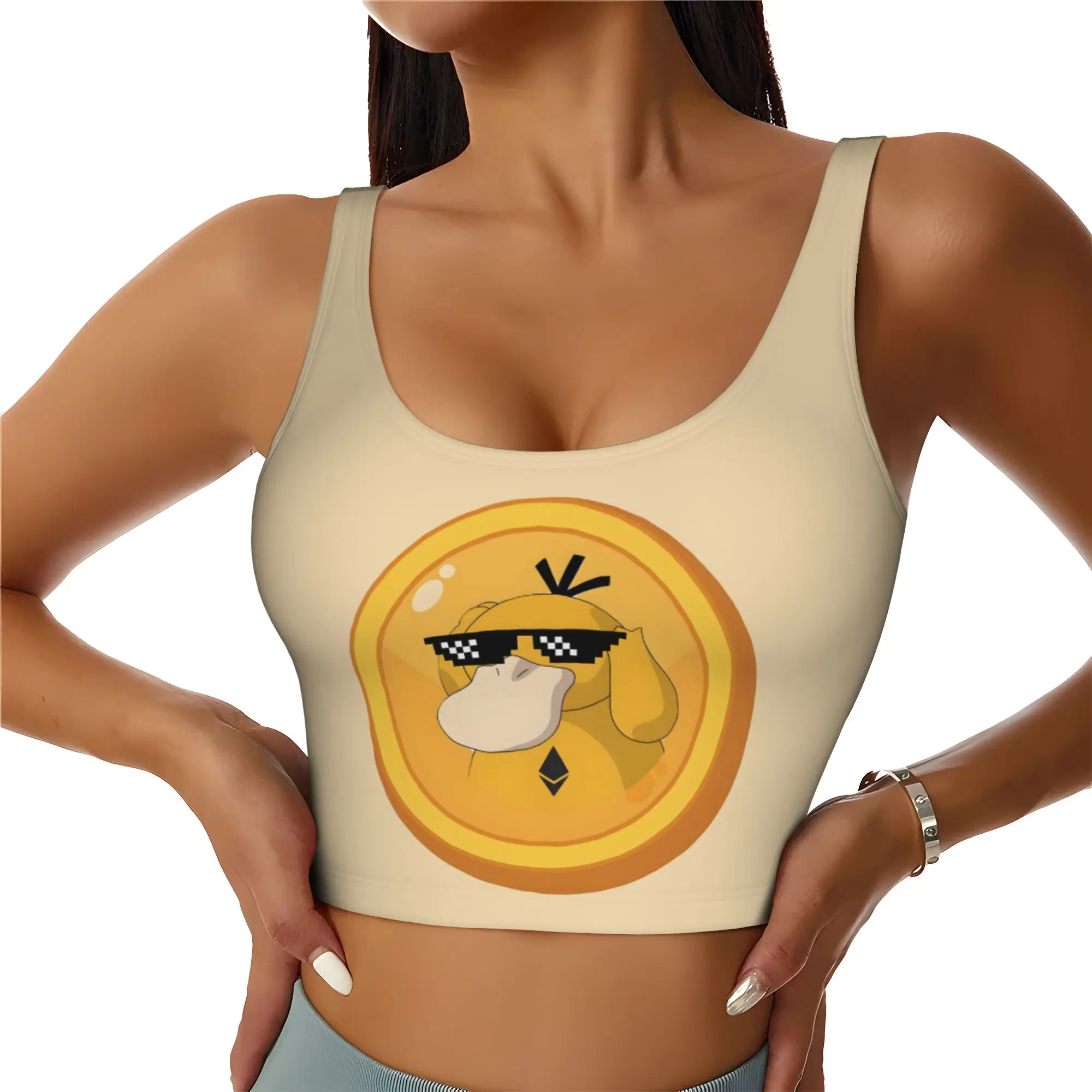 Custom P-Psyducks Workout Crop Tank Tops Women Seamless Cute Duck Yoga Running Sports Bras