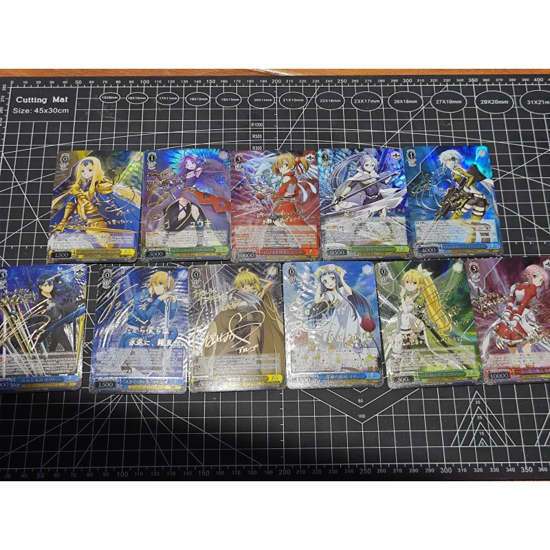 ACG WS Cards Kirito Yuuki Asuna Yui Alice Eugeo Suguha Golden Sign Anime Game Characters DIY Toys Collection Color Flash Cards ﻿