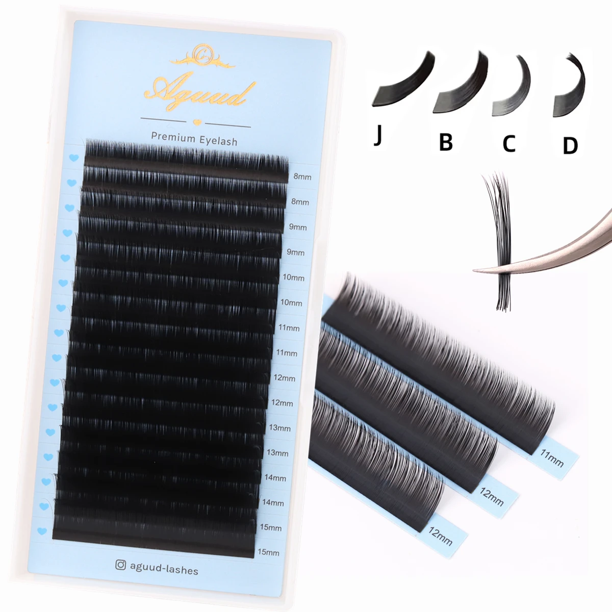 AGUUD J B C CC D Cashmere Volume Lashes Extension 0.03 0.05 0.07 0.10mm Natural Soft Classic Individual Eyelashes Supplies