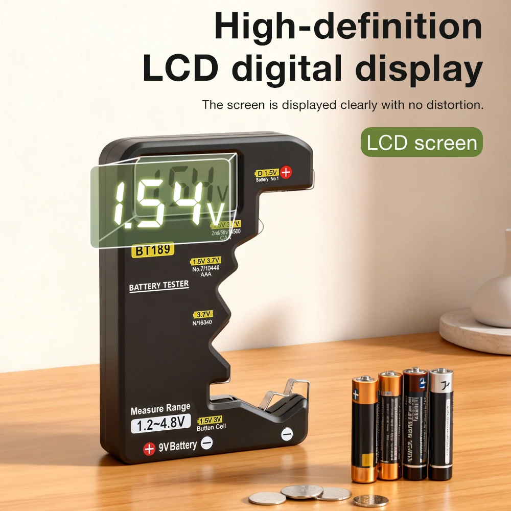 LCD Screen Battery Level Detector D C AA AAA 9V Button Cell Universal Battery Tester Power Bank Detector Capacity Check