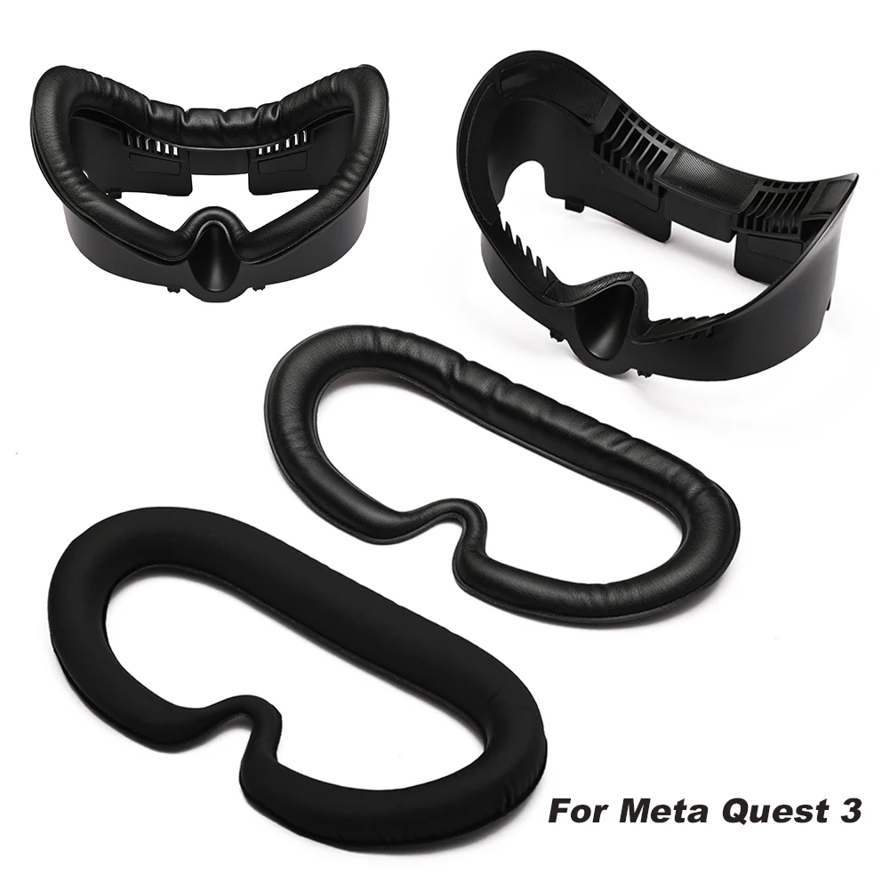 3 في 1 قناع الوجه غطاء تنفس وسادة الوجه وسادة Sweatproof بولي Leather الجلود نسيج الحرير الجليد استبدال رغوة الوسادة ل ميتا كويست 3