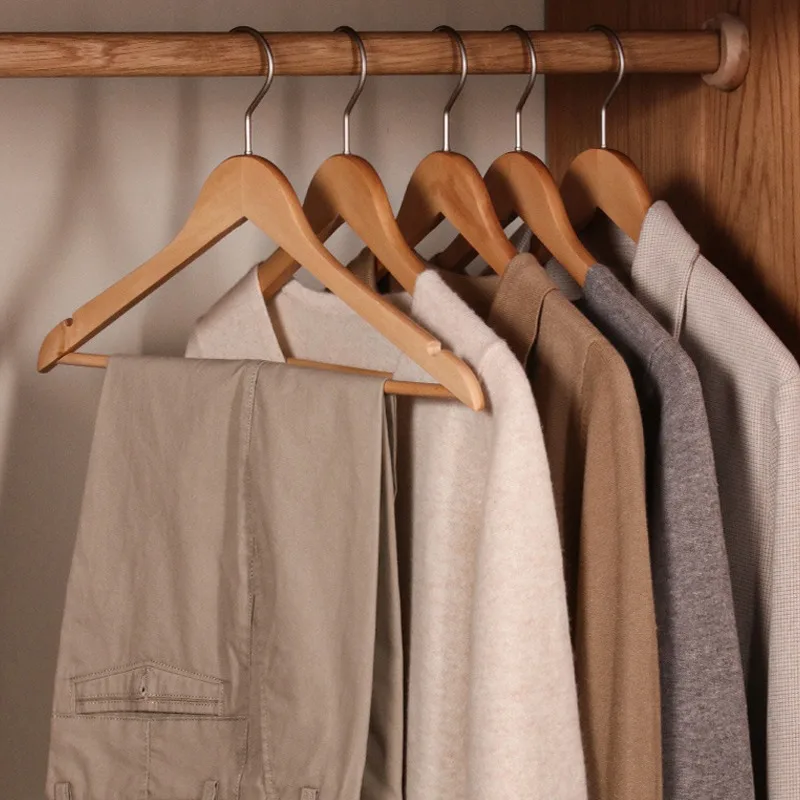 شماعات خشبية ممتازة، شماعات معطف متينة غير قابلة للانزلاق، شماعات خشبية صلبة طبيعية شديدة التحمل، شماعات تخزين الملابس، خطافات دوارة