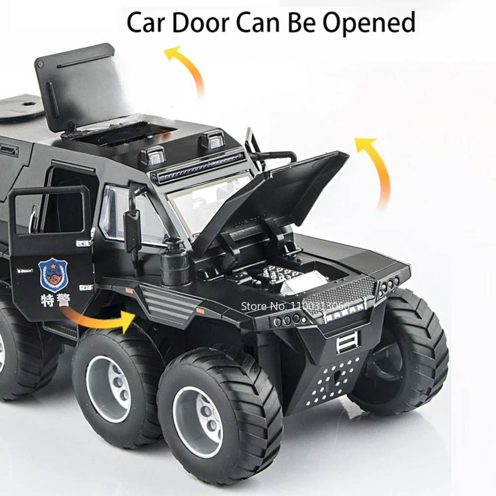 Modèle Avtoros Shaman, voitures de Police en alliage moulé sous pression, jouets portes ouvertes, musique légère, voiture blindée Miniature pour garçons, cadeaux parfaits, échelle 1:32