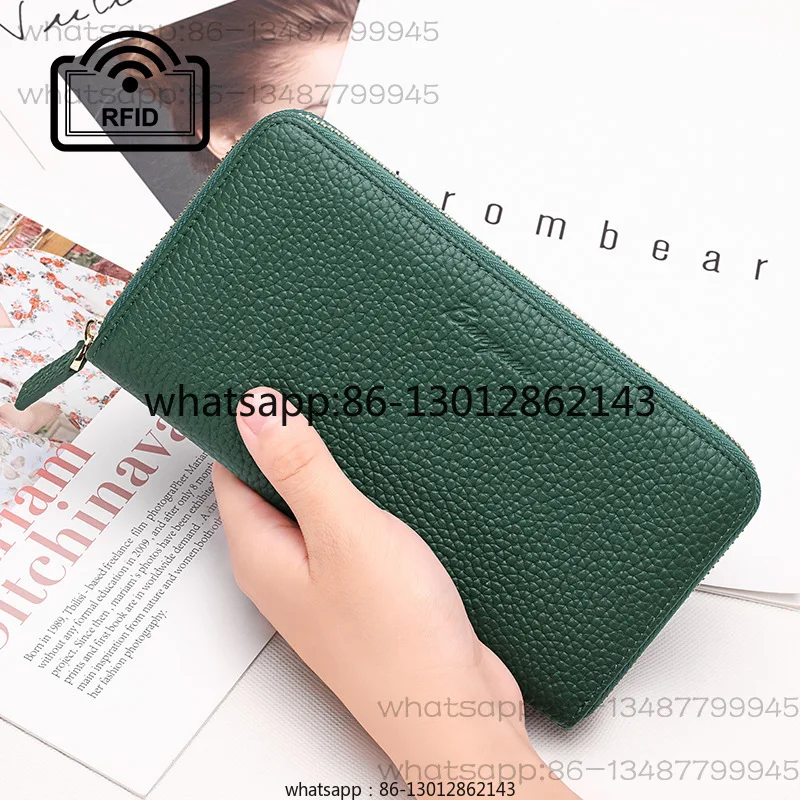 

Leather women's long zipper wallet