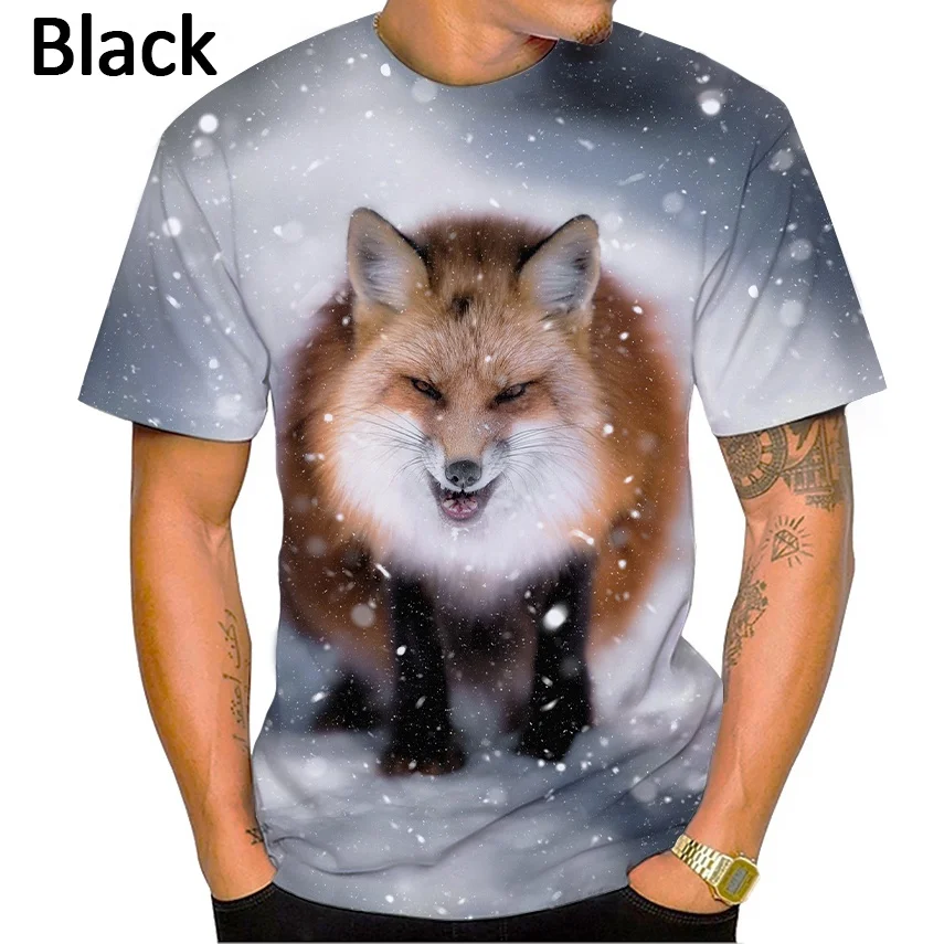 2022 Newest Animal Fox Wolf 3D T Shirt Unisex Fashion Casual Clothing Hip-hop Harajuku Printing Short-sleeved T-shirt Top