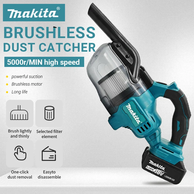 Makita Handheld Vacuum Cleaner Power Clean Vacuum Cleaner Multi-function Dust Carpet Collect Machine For Makita 18v Battery