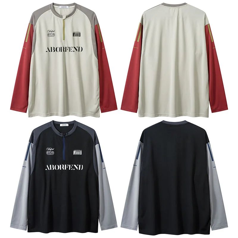 

Outdoor Quick Dry Gym Sports Fashion Tshirt Men Streetwear Loose Splice Long Sleeve T-shirt Women Oversize Hip Hop T Shirt