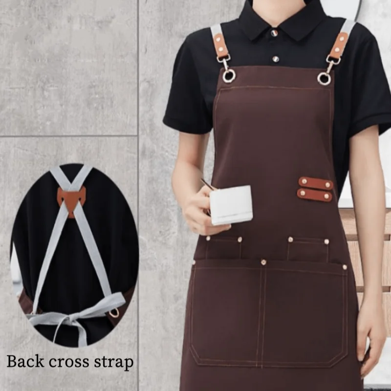 Perfessional Kitchen Apron Women Waterproof Grill Apron With Pockets Mandil Woman Taller Waiter Apron Nail Salon