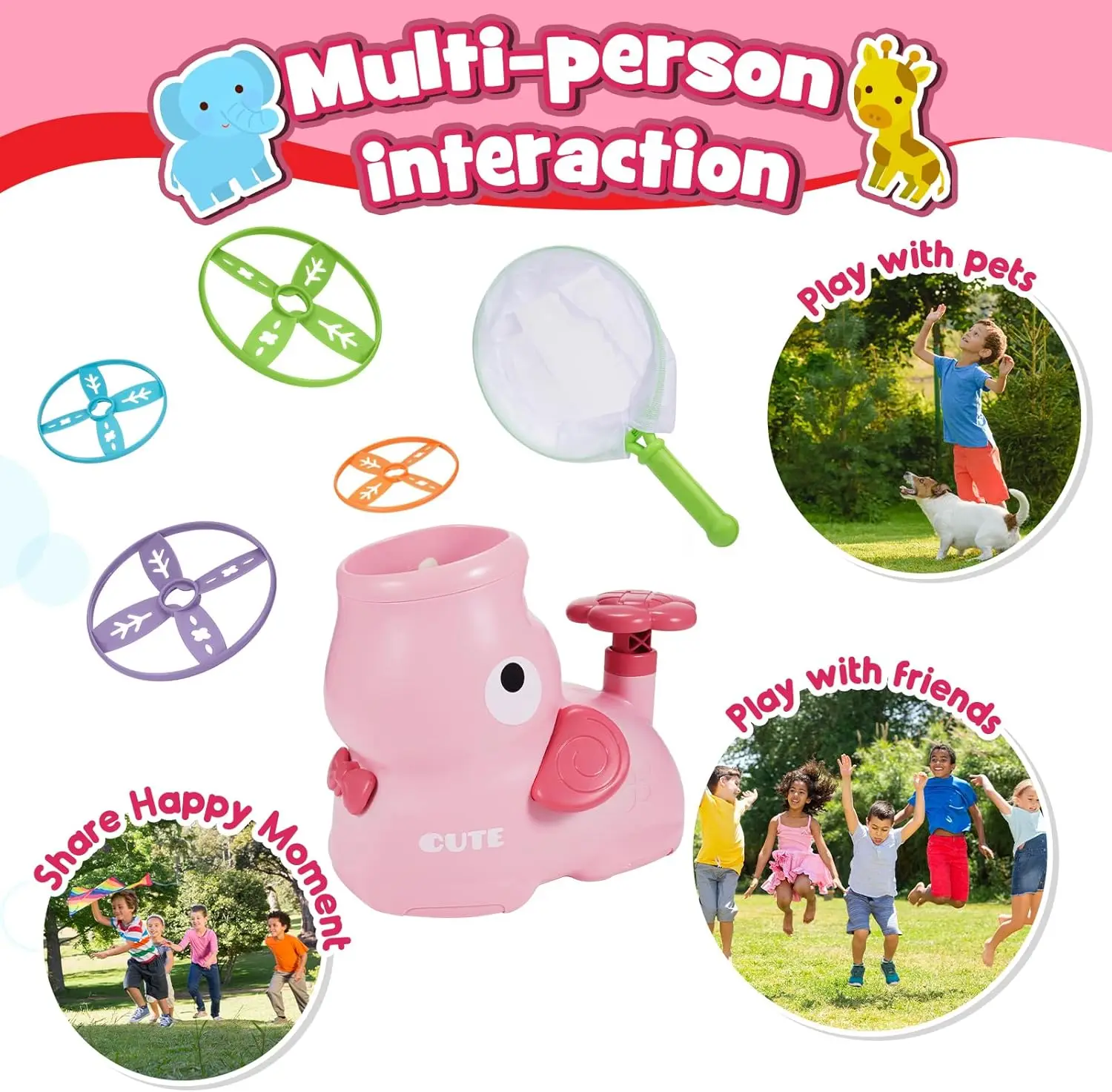 Flying Disc Launcher Outdoor Game Kids Toys For 3-8 Ages Kids Air Rocket Launcher Ideas Outside Toys Birthday Gifts Boys Girls