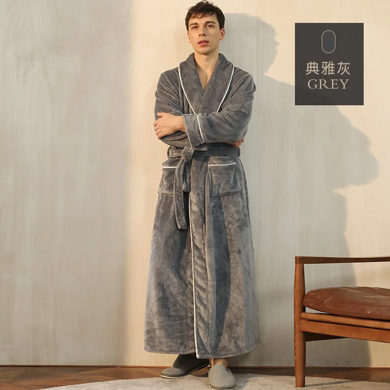 2023 New In Winter Thick Warm Couple Flannel Dressing Gown Plus-size European and American Bathrobes Soft Comfortable Sleepwear