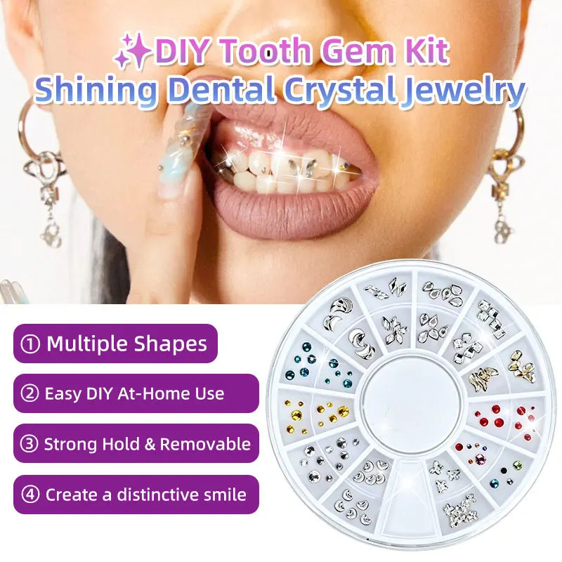 Tooth Gem Kit DIY Crystal Rhinestones Teeth Jewelry Dental Ornaments Easy Remove Teeth Diamond Decor For Festival Party