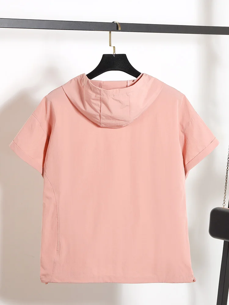 

Summer Thin Faionable Hooded Qui Dry ort Sve T-irt Hoodie Women's Sport Casual Slimming Sun Protection Top