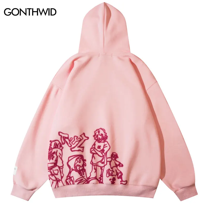 Hip Hop Men Hoodie Sweatshirts Y2K Streetwear Japanese Anime Cartoon Print Hooded Harajuku Fashion Casual Loose Pullover Hoodies