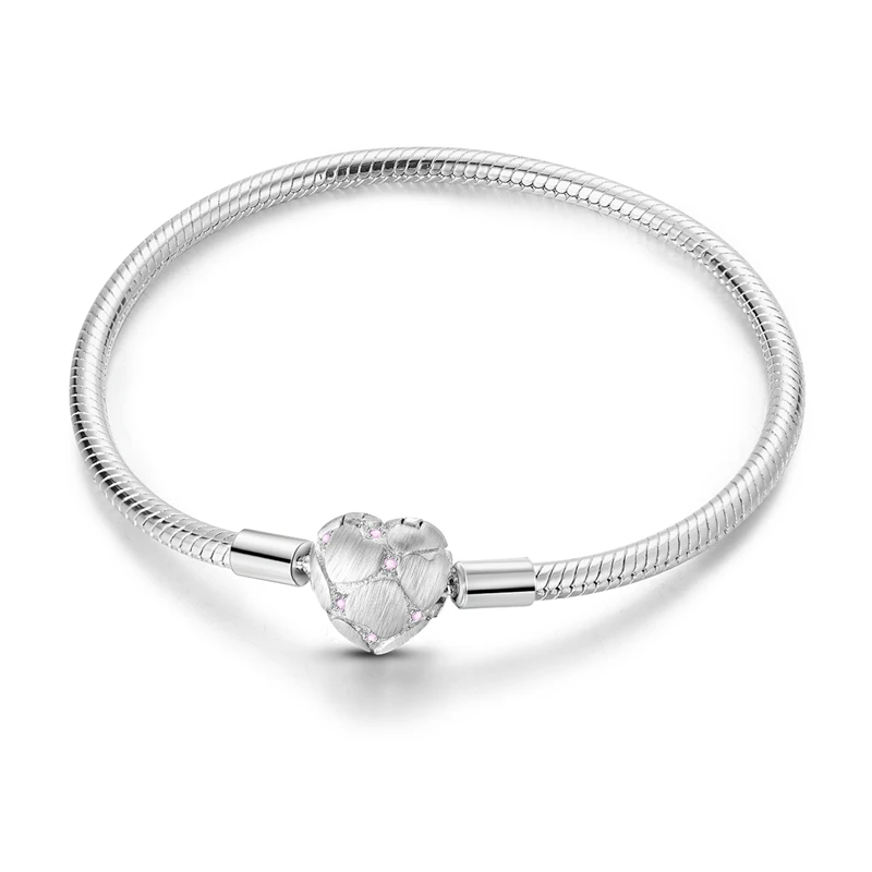 Fashion 925 Sterling Silver Love Snake Bone Chain Bracelet Fit Diy Charms Bead Fine Anniversary Jewelry Gift