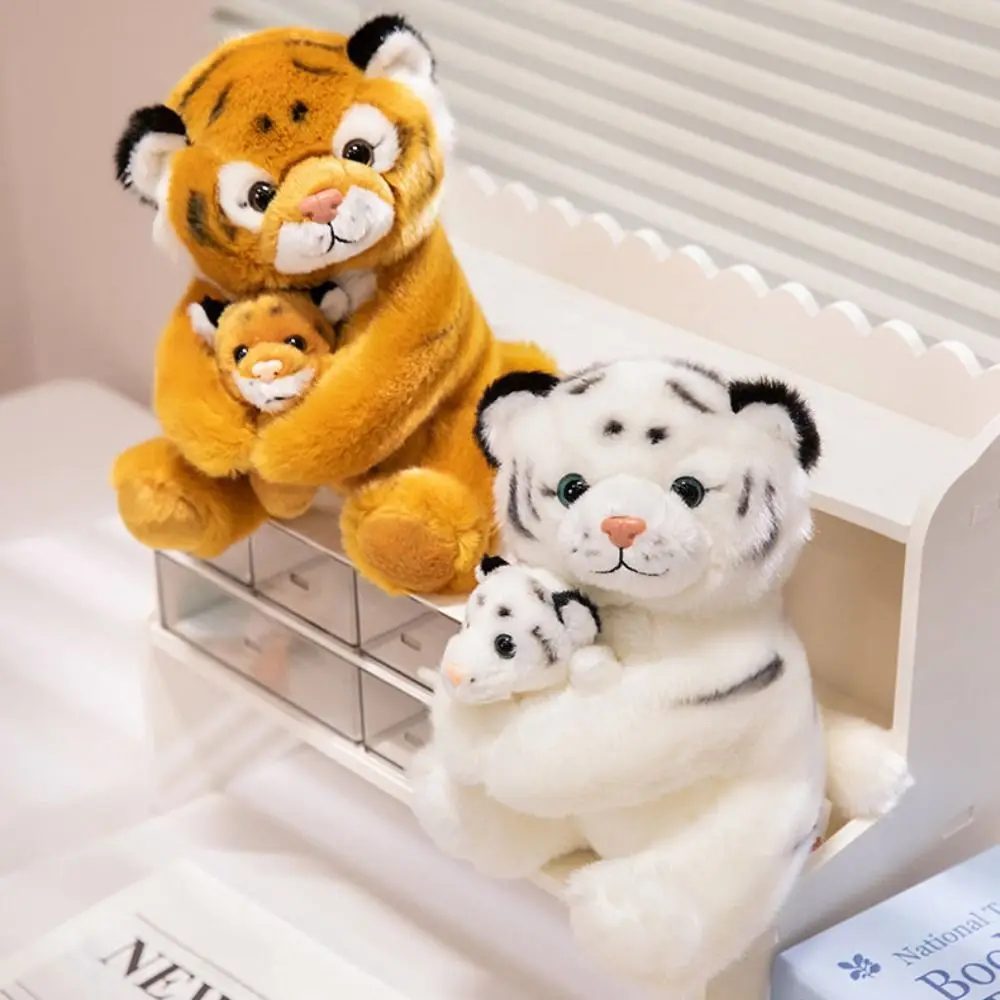 Creative Stuffed Animal Hand Puppet Headband Plushie Tiger Hand Puppet Panda Mother and Son Tiger Plush Doll Children