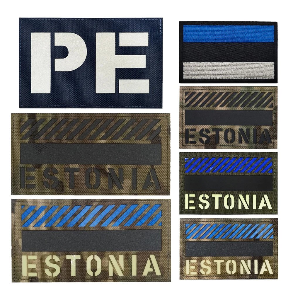 Hot Selling ESTONIA Luminous  Armband, IR Reflective CP Camouflage Estonia Flag Embroidered Striped Armband Identification Badge