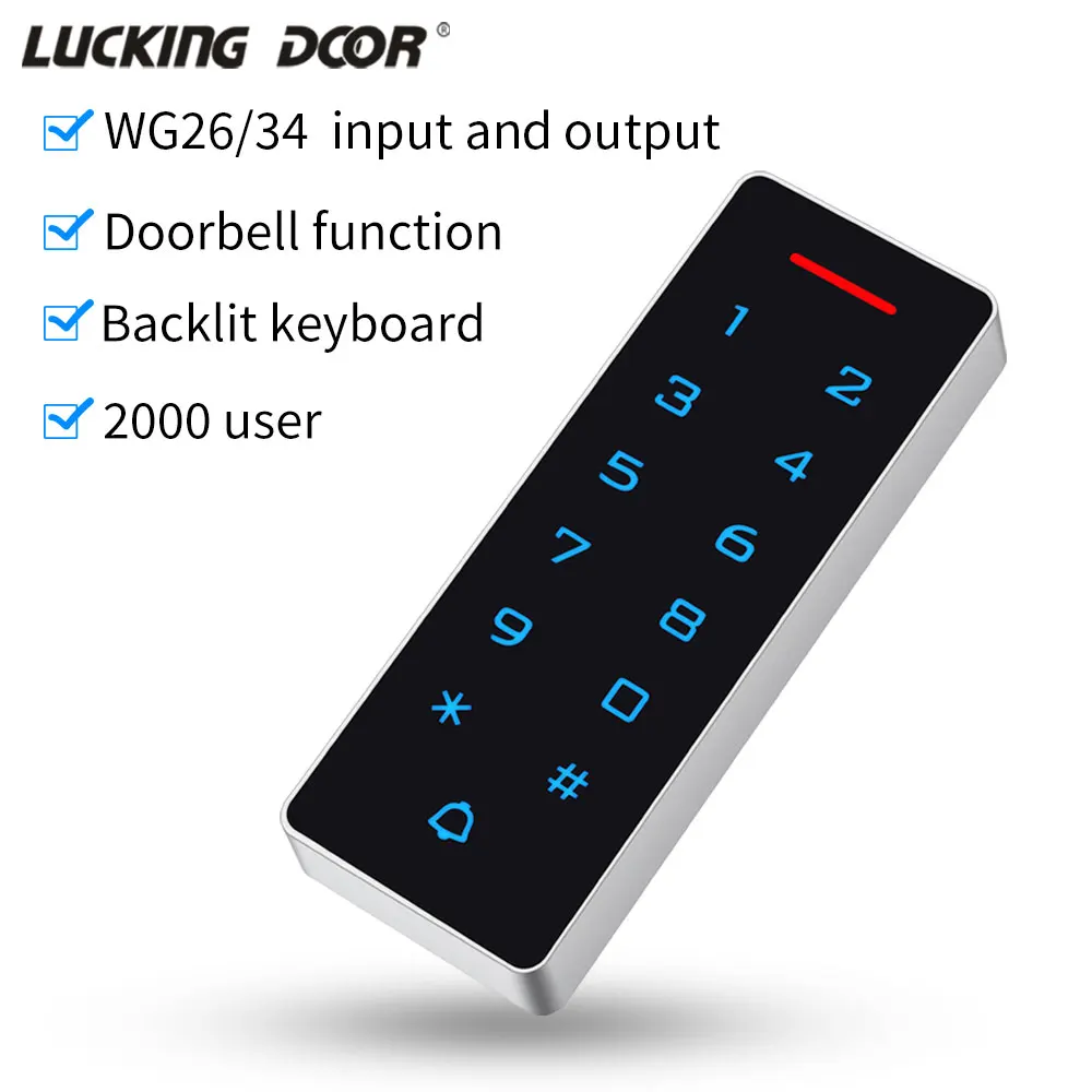 Narrow Access Control Keypad Outdoor RFID Access Controller Touch Door Opener System Electronic EM4100 125KHz 13.56Mhz MF Card